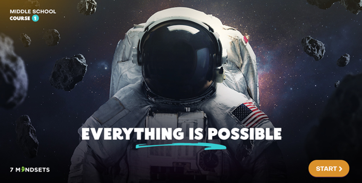 astronaut behind the words "everything is possible"